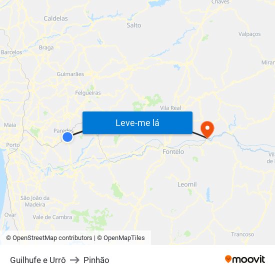 Guilhufe e Urrô to Pinhão map
