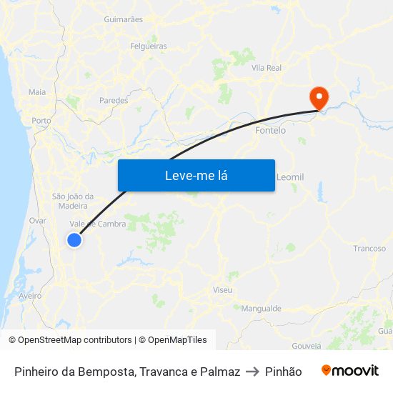 Pinheiro da Bemposta, Travanca e Palmaz to Pinhão map