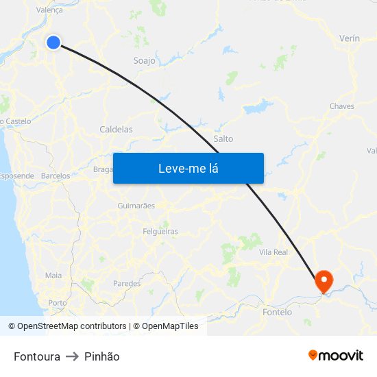 Fontoura to Pinhão map