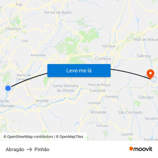 Abragão to Pinhão map