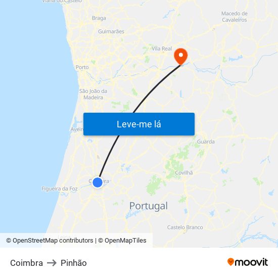 Coimbra to Pinhão map
