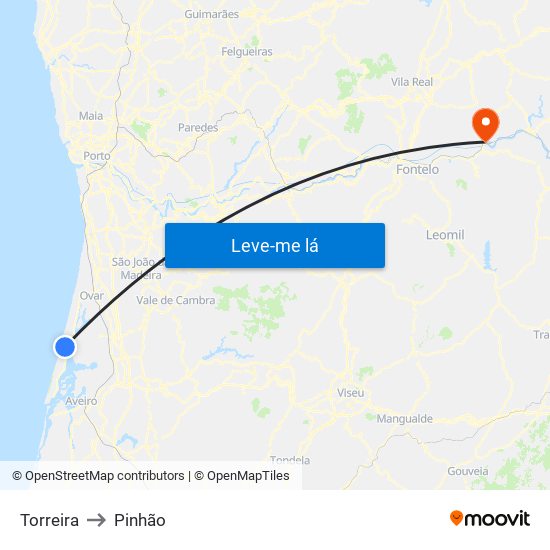 Torreira to Pinhão map