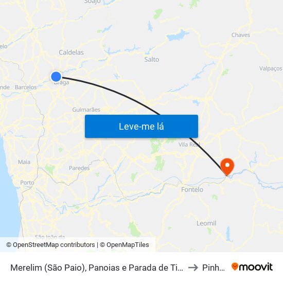 Merelim (São Paio), Panoias e Parada de Tibães to Pinhão map