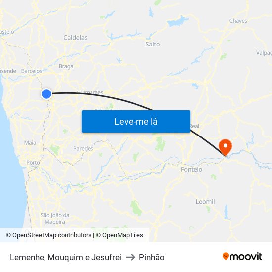 Lemenhe, Mouquim e Jesufrei to Pinhão map