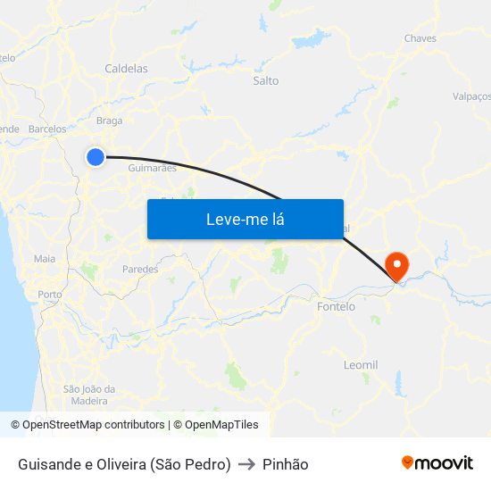 Guisande e Oliveira (São Pedro) to Pinhão map