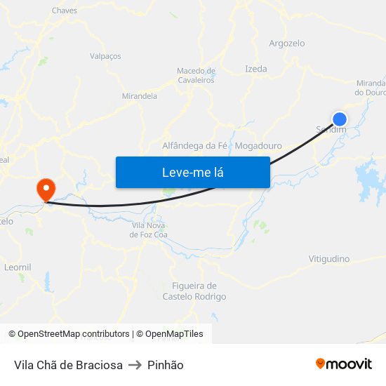 Vila Chã de Braciosa to Pinhão map
