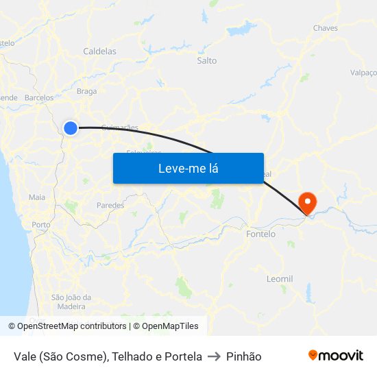 Vale (São Cosme), Telhado e Portela to Pinhão map