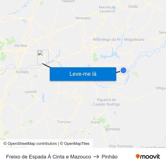 Freixo de Espada À Cinta e Mazouco to Pinhão map