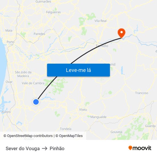 Sever do Vouga to Pinhão map