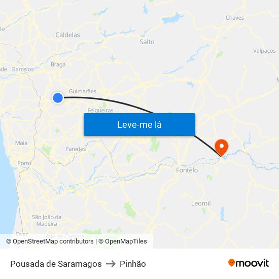 Pousada de Saramagos to Pinhão map