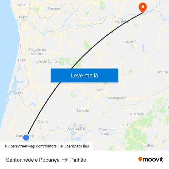 Cantanhede e Pocariça to Pinhão map