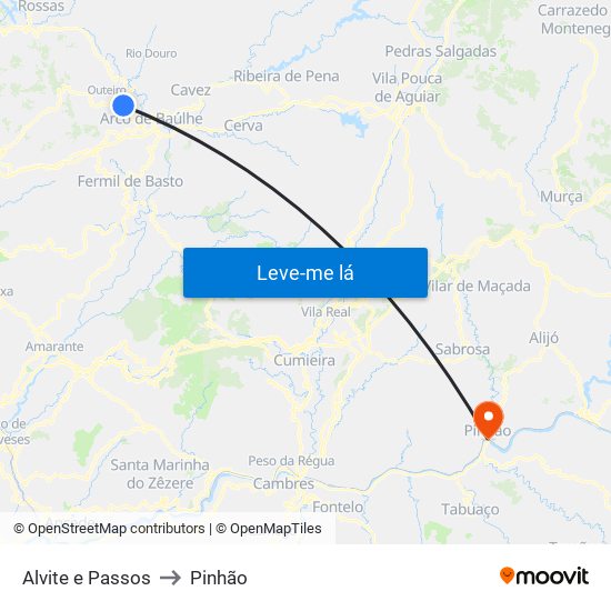 Alvite e Passos to Pinhão map