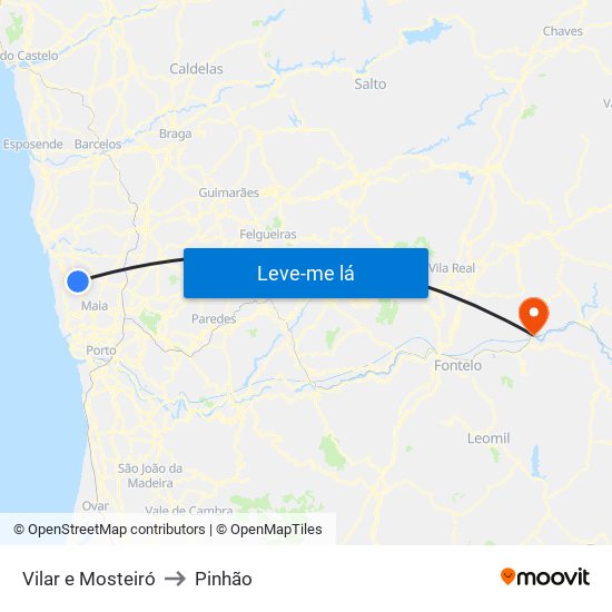 Vilar e Mosteiró to Pinhão map