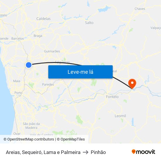 Areias, Sequeiró, Lama e Palmeira to Pinhão map