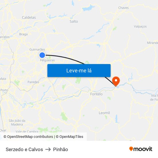 Serzedo e Calvos to Pinhão map