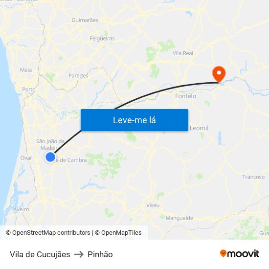 Vila de Cucujães to Pinhão map