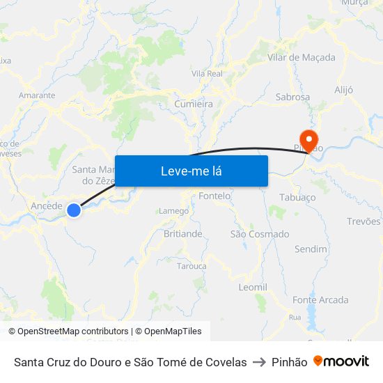 Santa Cruz do Douro e São Tomé de Covelas to Pinhão map