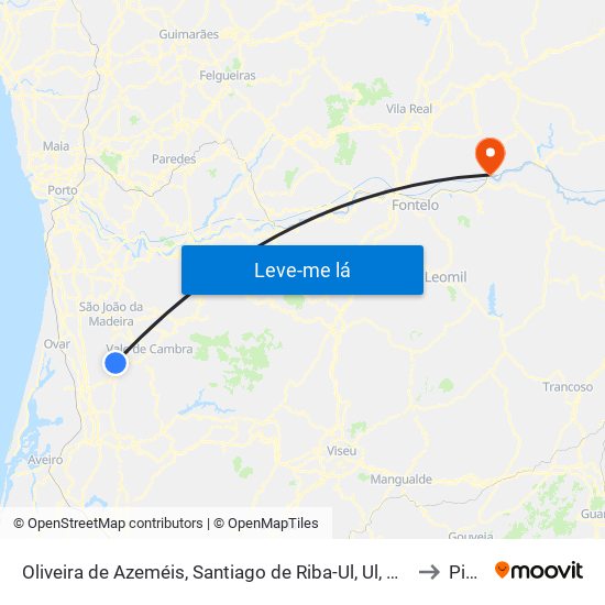 Oliveira de Azeméis, Santiago de Riba-Ul, Ul, Macinhata da Seixa e Madail to Pinhão map