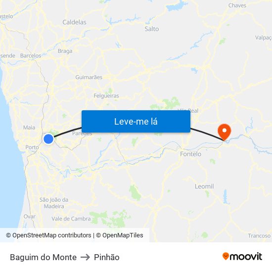 Baguim do Monte to Pinhão map