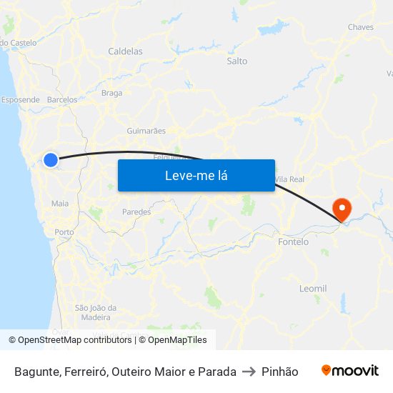 Bagunte, Ferreiró, Outeiro Maior e Parada to Pinhão map
