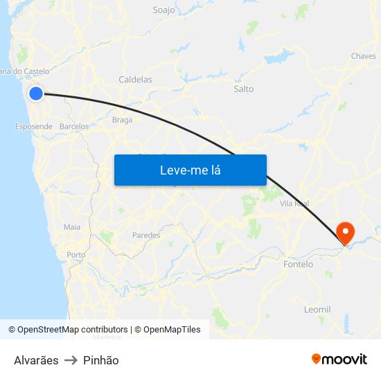 Alvarães to Pinhão map