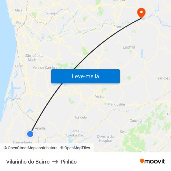 Vilarinho do Bairro to Pinhão map