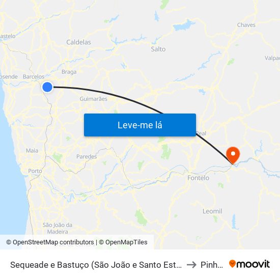 Sequeade e Bastuço (São João e Santo Estêvão) to Pinhão map