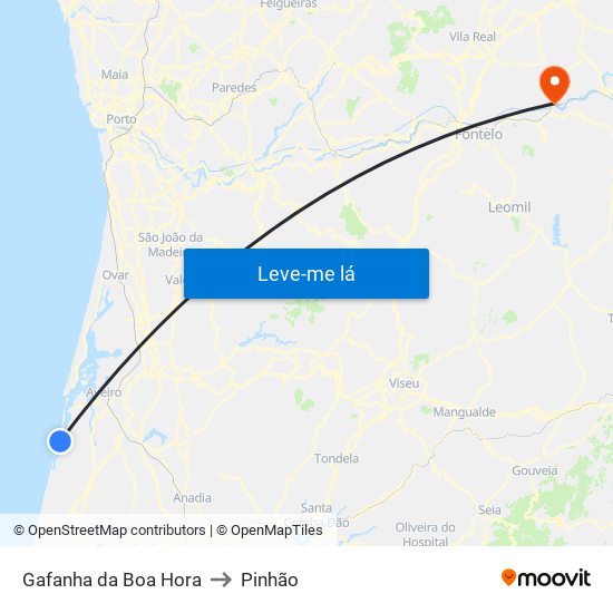 Gafanha da Boa Hora to Pinhão map