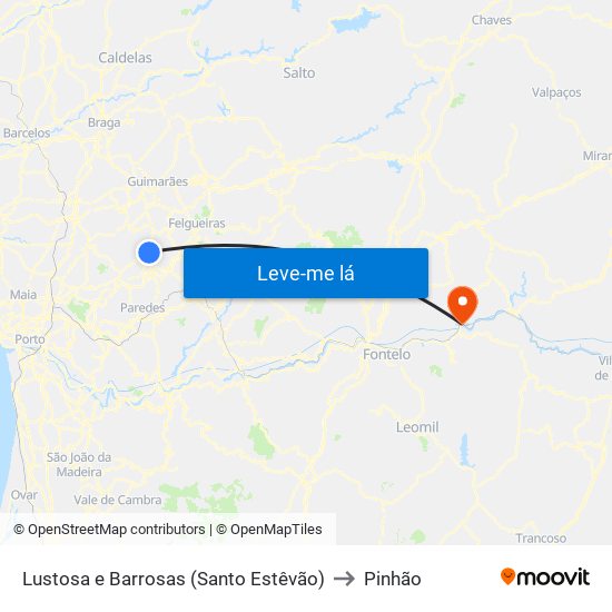 Lustosa e Barrosas (Santo Estêvão) to Pinhão map