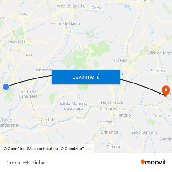 Croca to Pinhão map