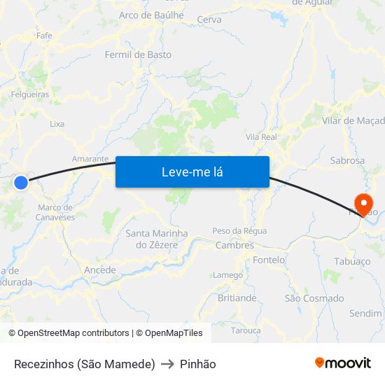 Recezinhos (São Mamede) to Pinhão map