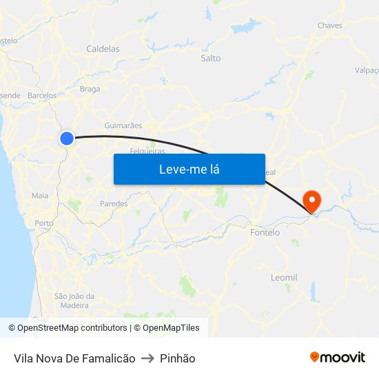 Vila Nova De Famalicão to Pinhão map