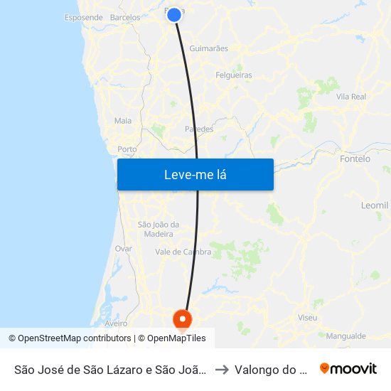 São José de São Lázaro e São João do Souto to Valongo do Vouga map