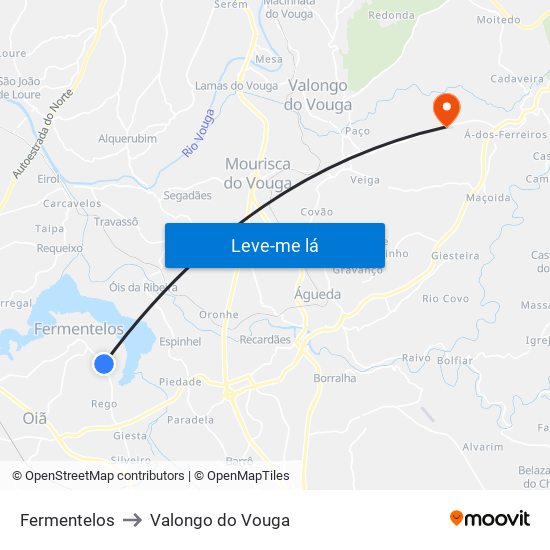 Fermentelos to Valongo do Vouga map