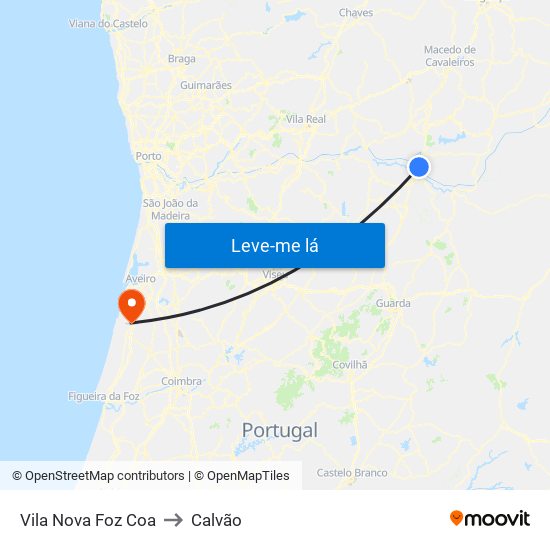 Vila Nova Foz Coa to Calvão map