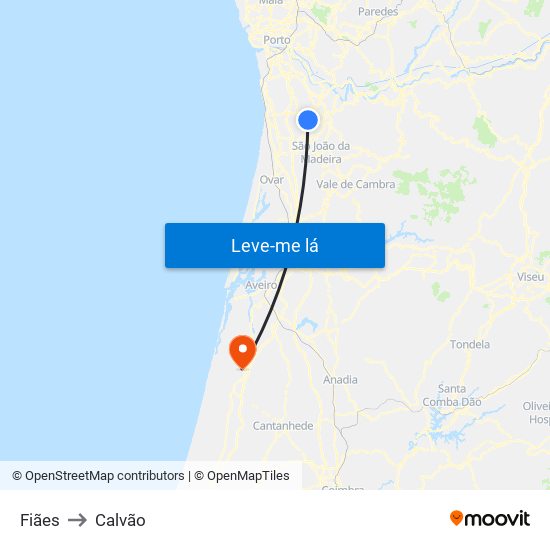 Fiães to Calvão map