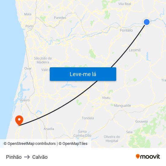 Pinhão to Calvão map