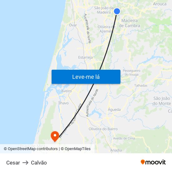 Cesar to Calvão map