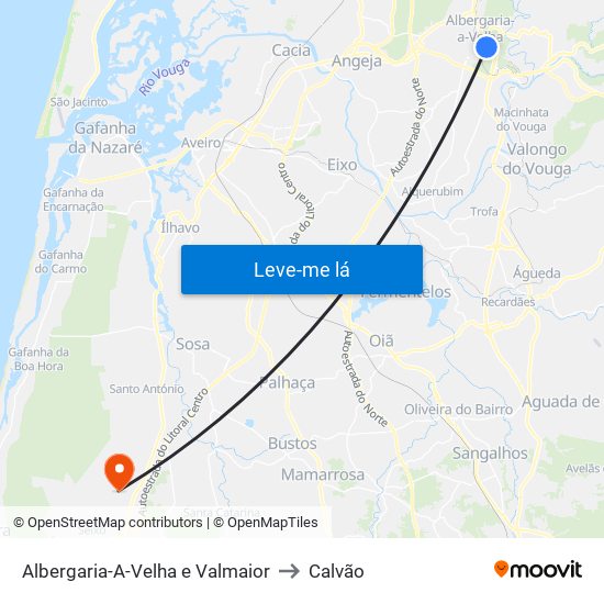 Albergaria-A-Velha e Valmaior to Calvão map