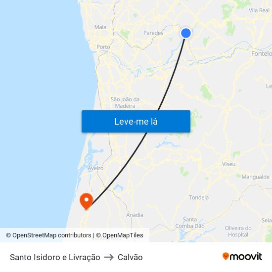 Santo Isidoro e Livração to Calvão map
