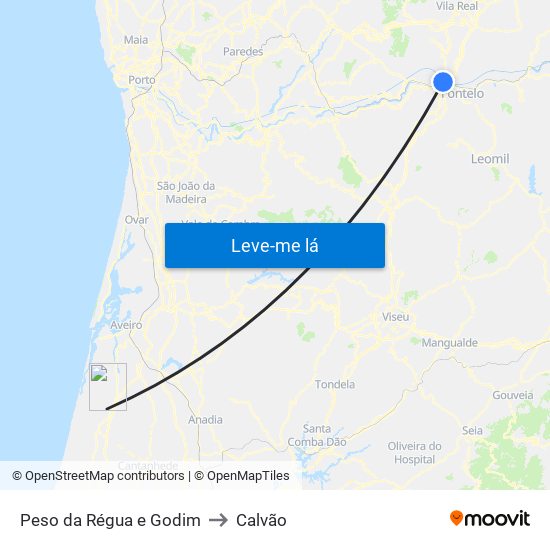 Peso da Régua e Godim to Calvão map