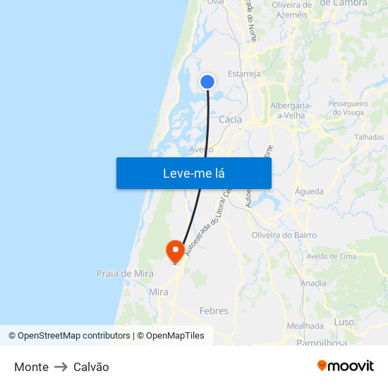 Monte to Calvão map
