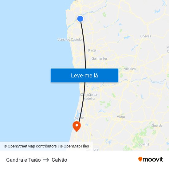 Gandra e Taião to Calvão map