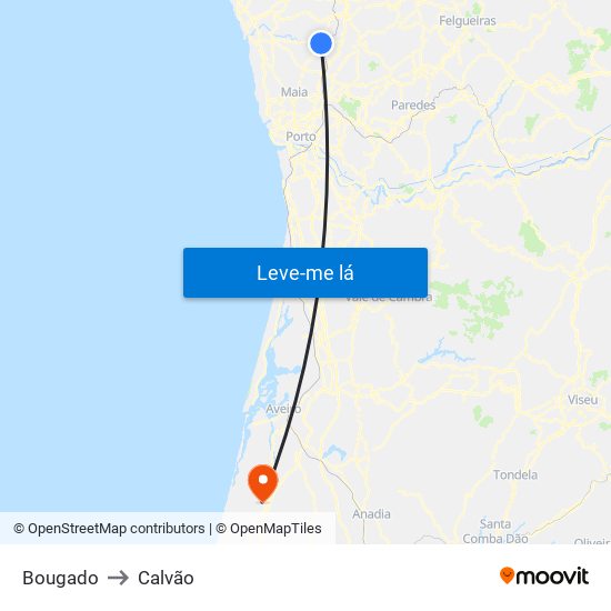 Bougado to Calvão map