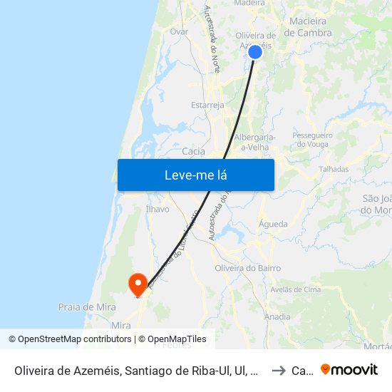 Oliveira de Azeméis, Santiago de Riba-Ul, Ul, Macinhata da Seixa e Madail to Calvão map