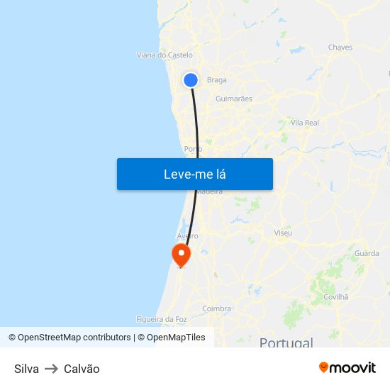 Silva to Calvão map