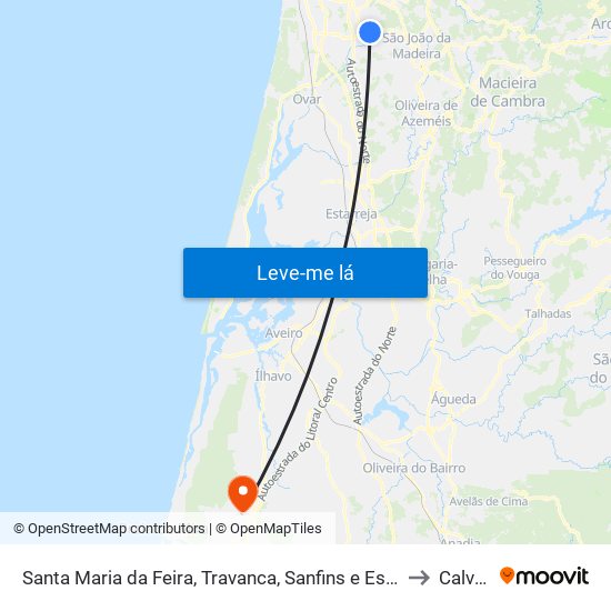 Santa Maria da Feira, Travanca, Sanfins e Espargo to Calvão map