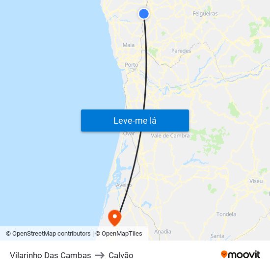 Vilarinho Das Cambas to Calvão map
