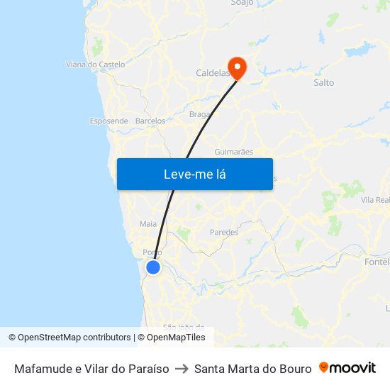 Mafamude e Vilar do Paraíso to Santa Marta do Bouro map