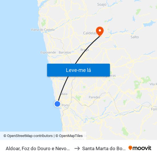 Aldoar, Foz do Douro e Nevogilde to Santa Marta do Bouro map